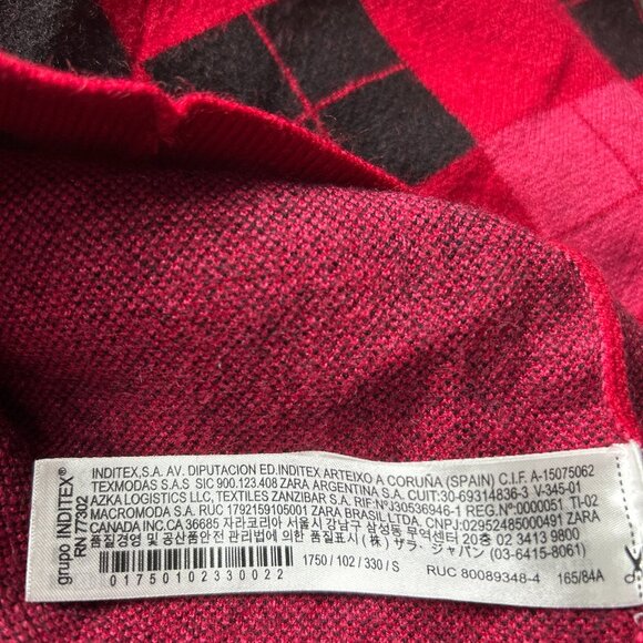 ZARA Girly Red Pink Black Argyle Diamond Stretchy Knit Dress – Preppy Y2K Small - Picture 12 of 12